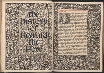 Title page and initial text page from The history of Reynard the Foxe