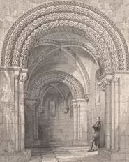Interior view of Dalmeny Church from RW Billings & W Burn,' The baronial and ecclesiastical antiquities of Scotland' (1848).