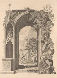 Full-page engraving designed by Richard Bentley to illustrate Thomas Gray's poem ‘Elegy written in a country church yard’.