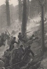 The attack on the Peiwar Kotal, 2nd December 1878, engraved after a painting by Vereker M Hamilton.