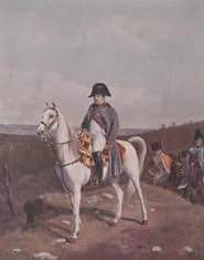 Meissonier's '1814'. Reproduction of Jean-Louis-Ernest Meissonier's portrait of Napoleon Bonaparte on horseback. Frontispiece from 'Life of Napoleon Bonaparte' by William Milligan Sloane (1896).