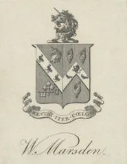 Armorial bookplate of William Marsden.