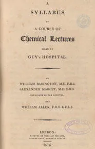 Title page from 'A syllabus of a course of chemical lectures read at Guy's Hospital' (London, 1816) by William Babington et al.