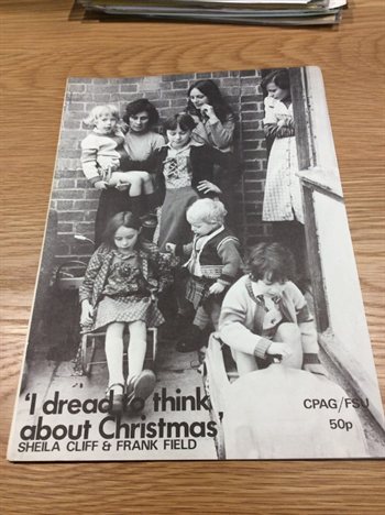 Leaflet with text "I dread to think about Christmas"