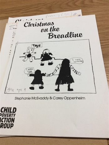 Leaflet with text "Christmas on the Breadline"