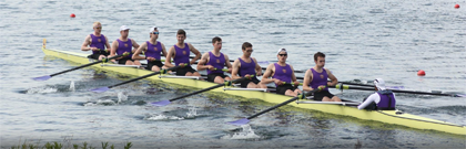 The University of London Boat Club's men's eight race away from the start line at the Metropolitan Regatta 2015