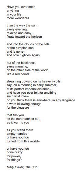Mary Oliver The Sun