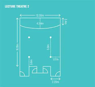Blueprint of Lecture theatre floor plan with measurements