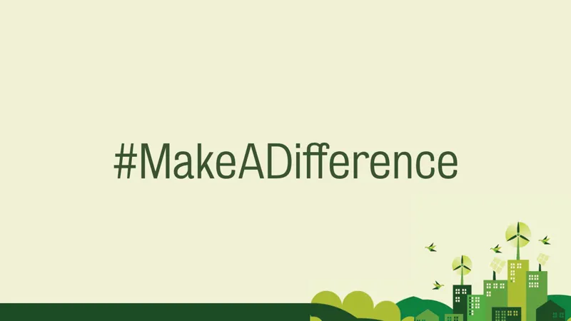 An image showing an illustration of an urban scene with the hashtag #MakeADifference