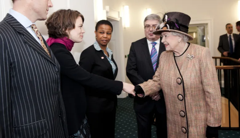 The Queen at the opening of the Somerset House East Wing, home of The Dickson Poon School of Law, February 2012.