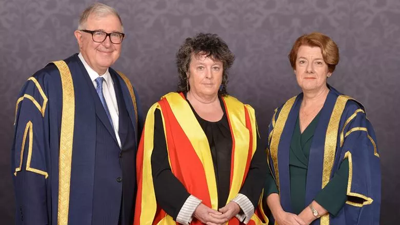 From left to right: President & Principal of King's Professor Ed Byrne, Professor Dame Carol Ann Duffy FRS and Baroness Morgan of Huyton, Vice Chair of Council at King's. 