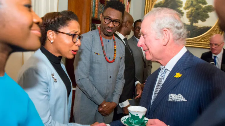 Professor Nicola Rollock and Kwame Kwei-Armah attend the PowerfulMedia reception at Clarence House, March 2022 hosted by Prince Charles (credit: Ian Jones Photography).