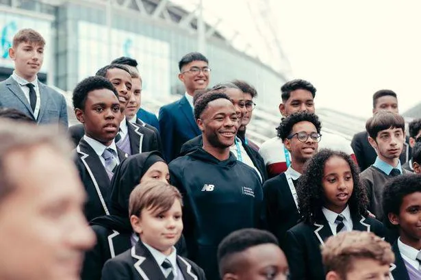 Raheem Sterling at the launch of the Raheem Sterling Foundation in 2021