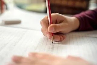 Close-up image of person writing in notebook