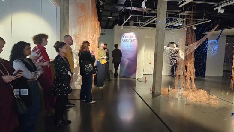 Crowd looking at art installation