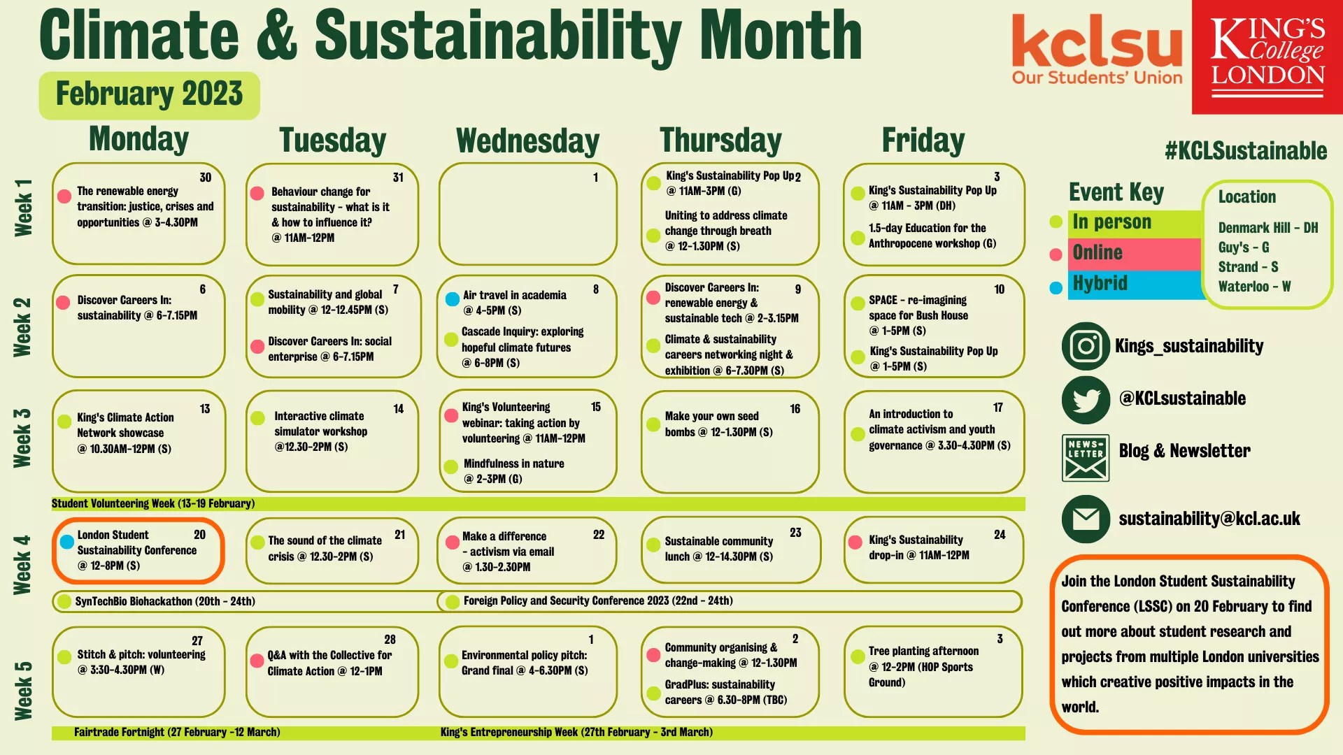 Sustainability Month Calendar