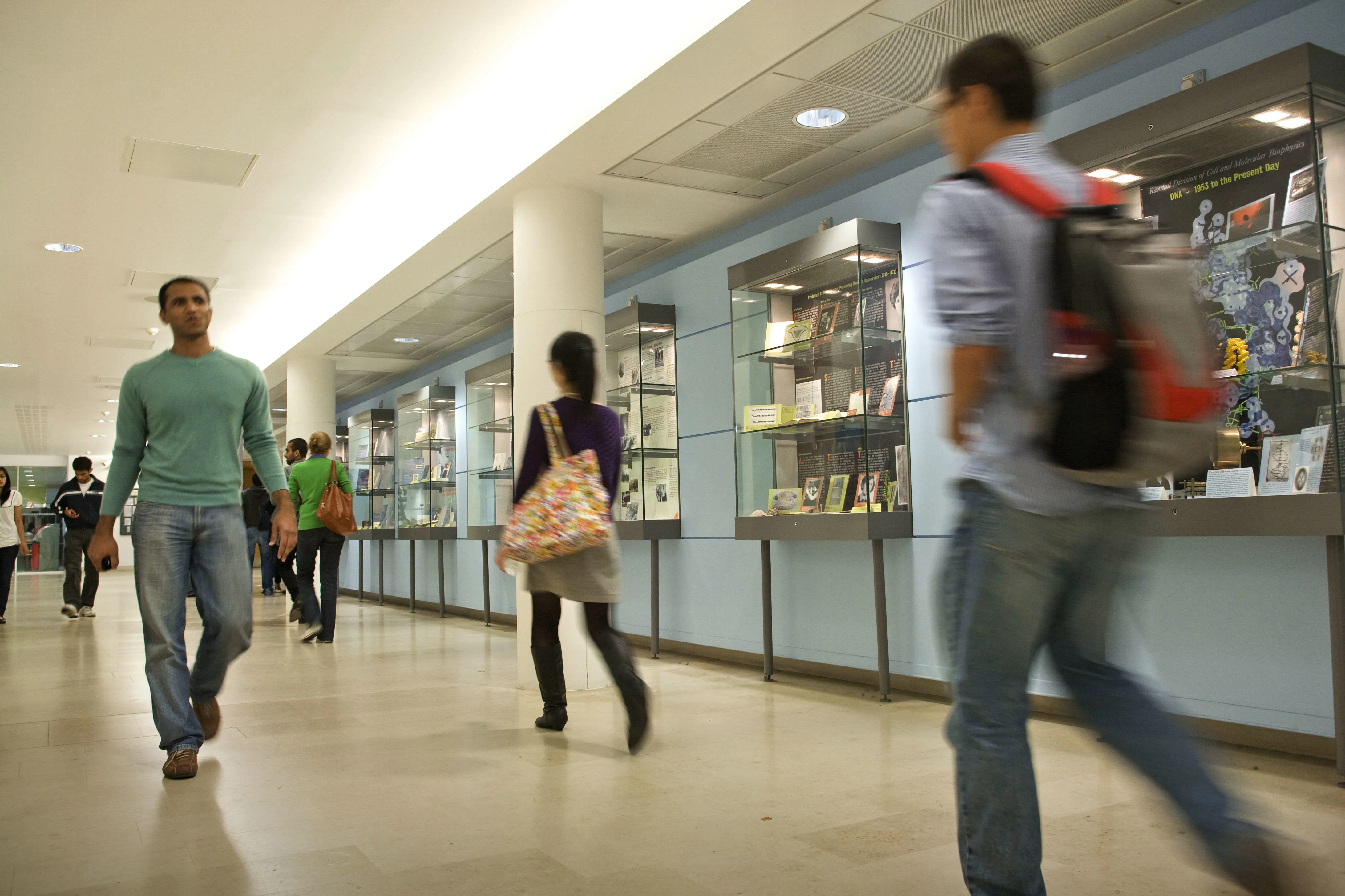 King's Students walking through a corridor on Campus