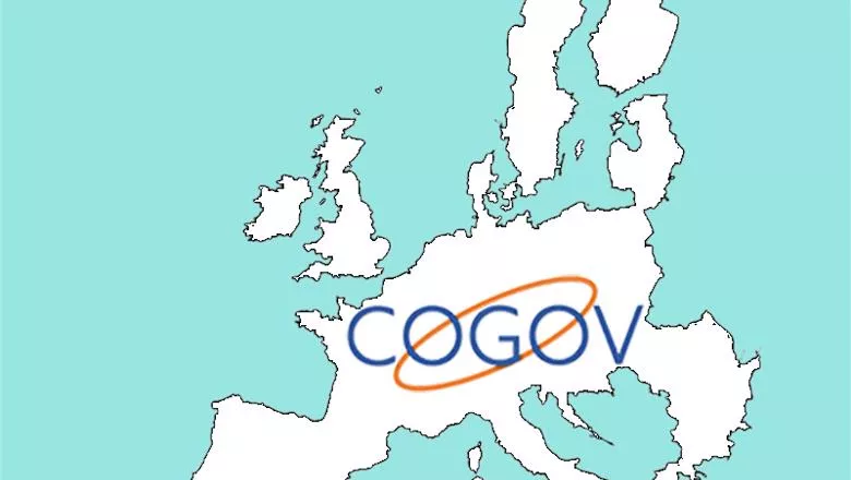 A map of Europe featuring the logo of the CoGov project