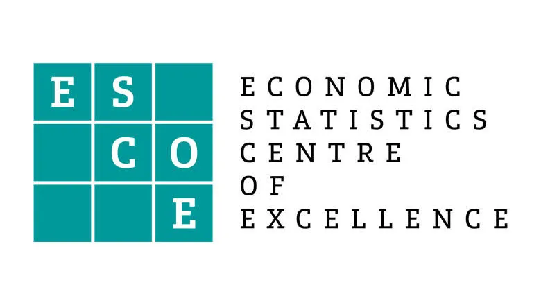 The ESCoE logo: ESCoE spelled out on a teal coloured grid