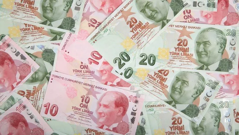Pile of Turkish lira