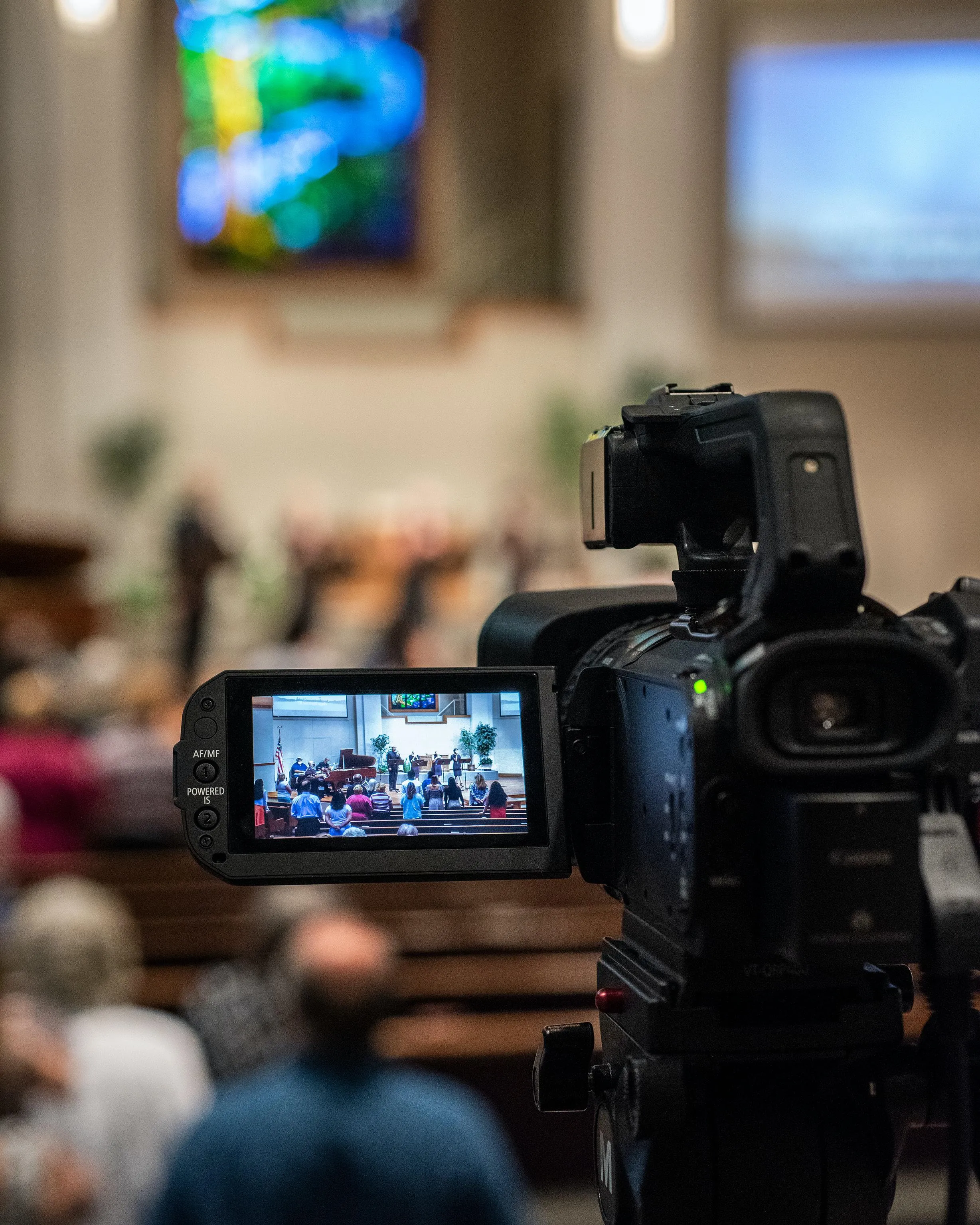 Video camera recording a lecture