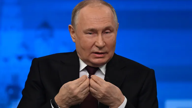 Russian President Vladimir Putin speaks at his annual press conference