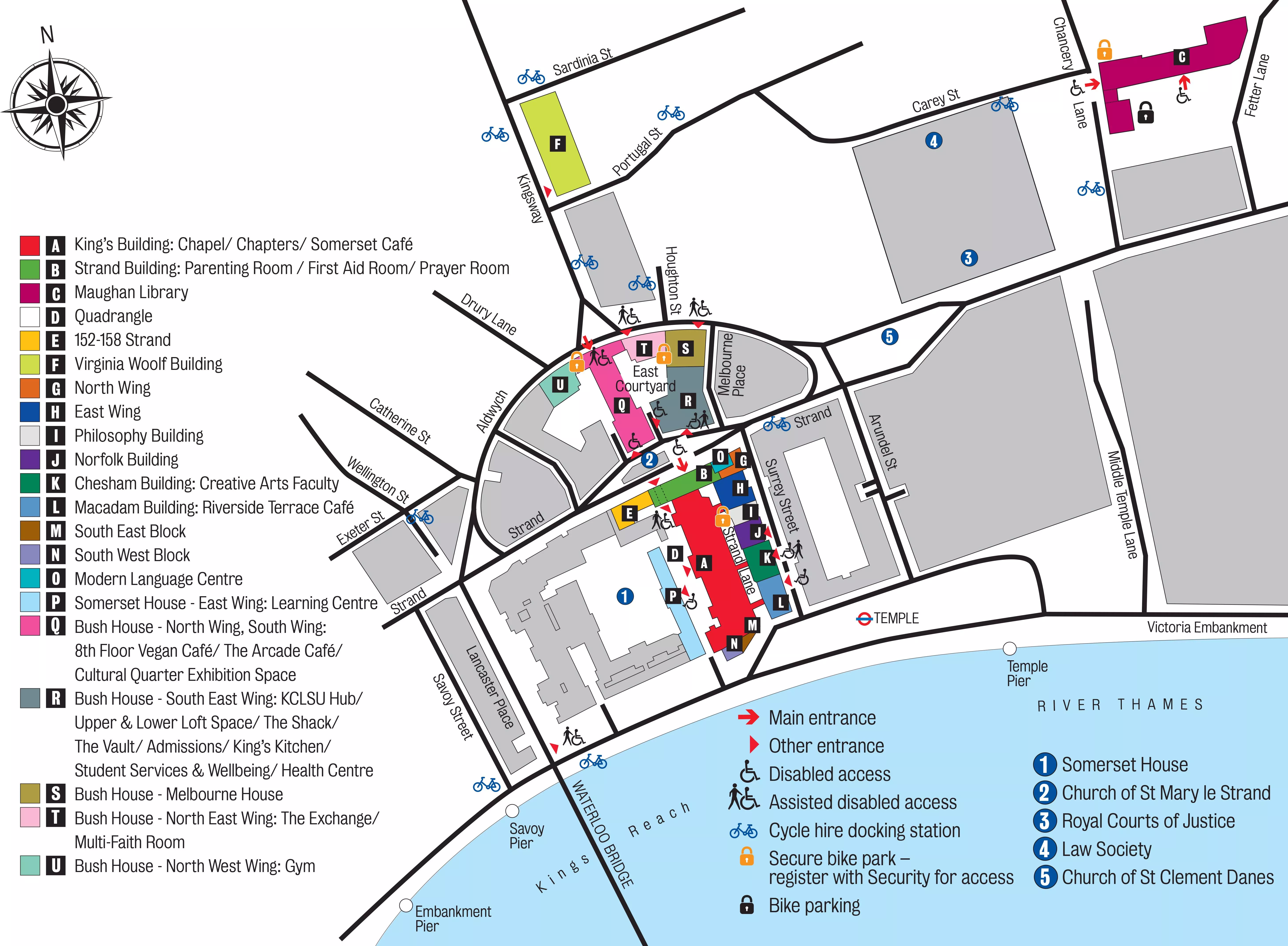 Strand campus - Detailed map