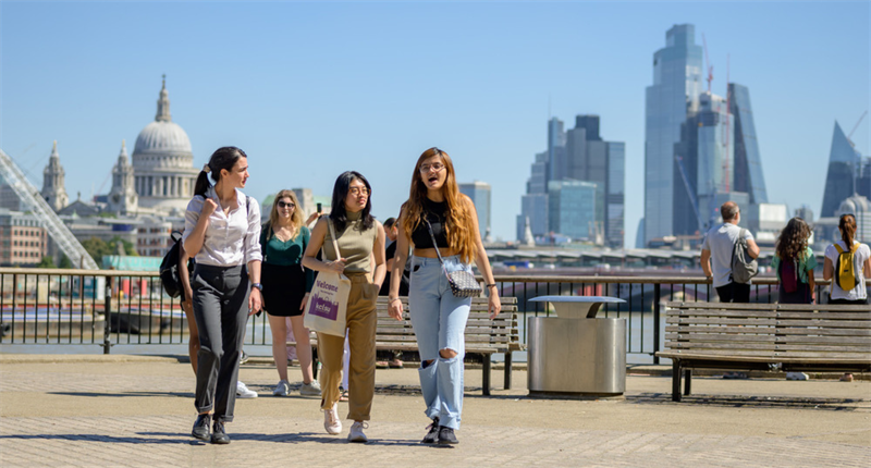 Students walking along South Bank