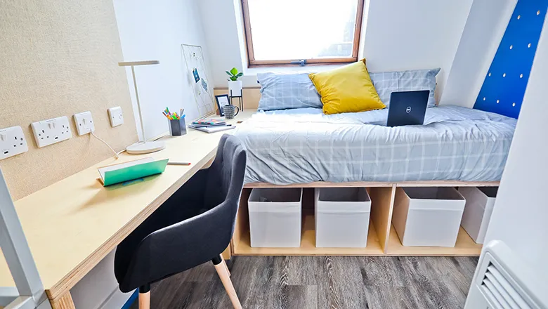 Stamford Street Apartments refurbished bedroom and desk