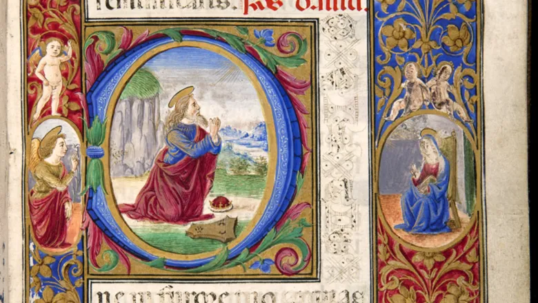 Medieval figures in prayer 