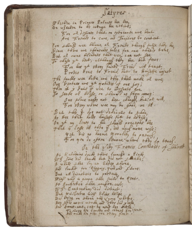 Poetical miscellany and commonplace book of the Smith family, Folger Shakespeare Library MS V.a.103 f.69v