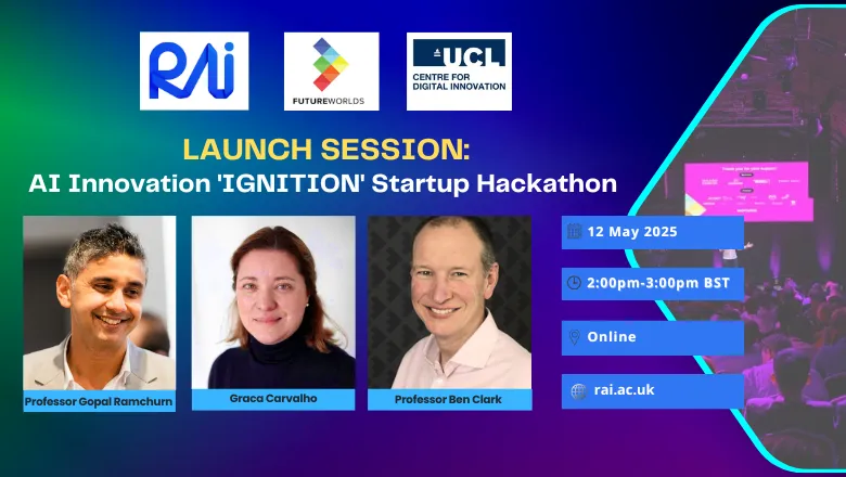 Promotional banner for the launch session of the AI Innovation IGNITION Startup Hackathon