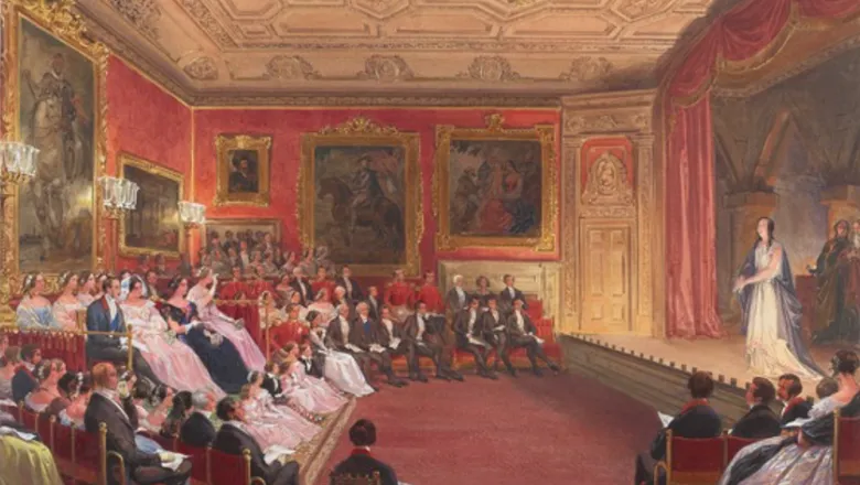 Louis Haghe, ‘The performance of Macbeth in the Rubens Room, Windsor Castle, 4 February 1853’ (RCIN 919794)