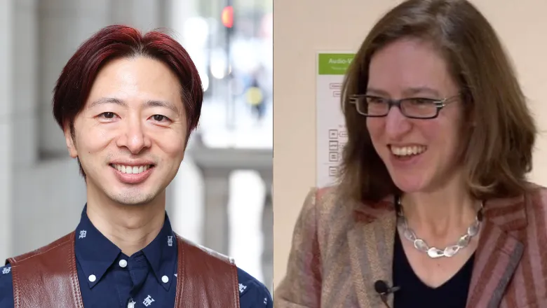 Split screen picture of Shuangyu Li and Susannah Ticciati