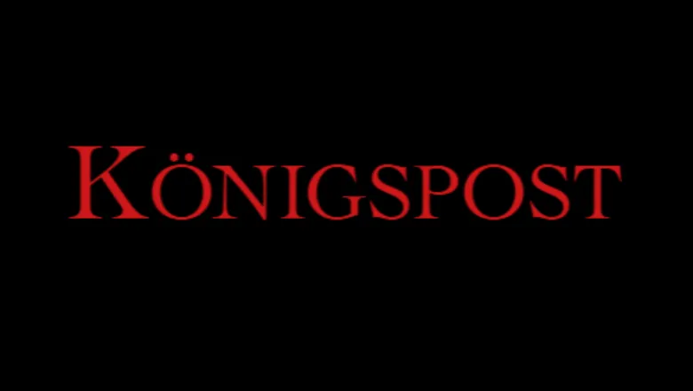 Black background with text Konigspost written in red