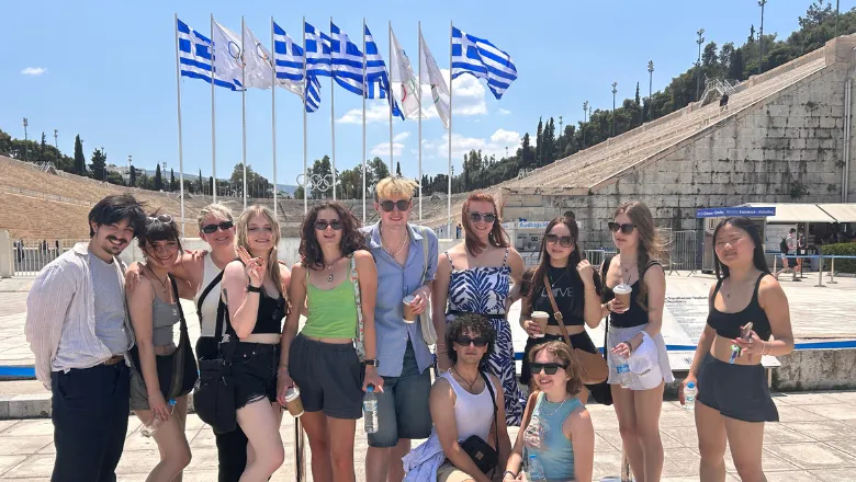 The image shows the participants of the 2023 Rumble Fund Trip to Athens