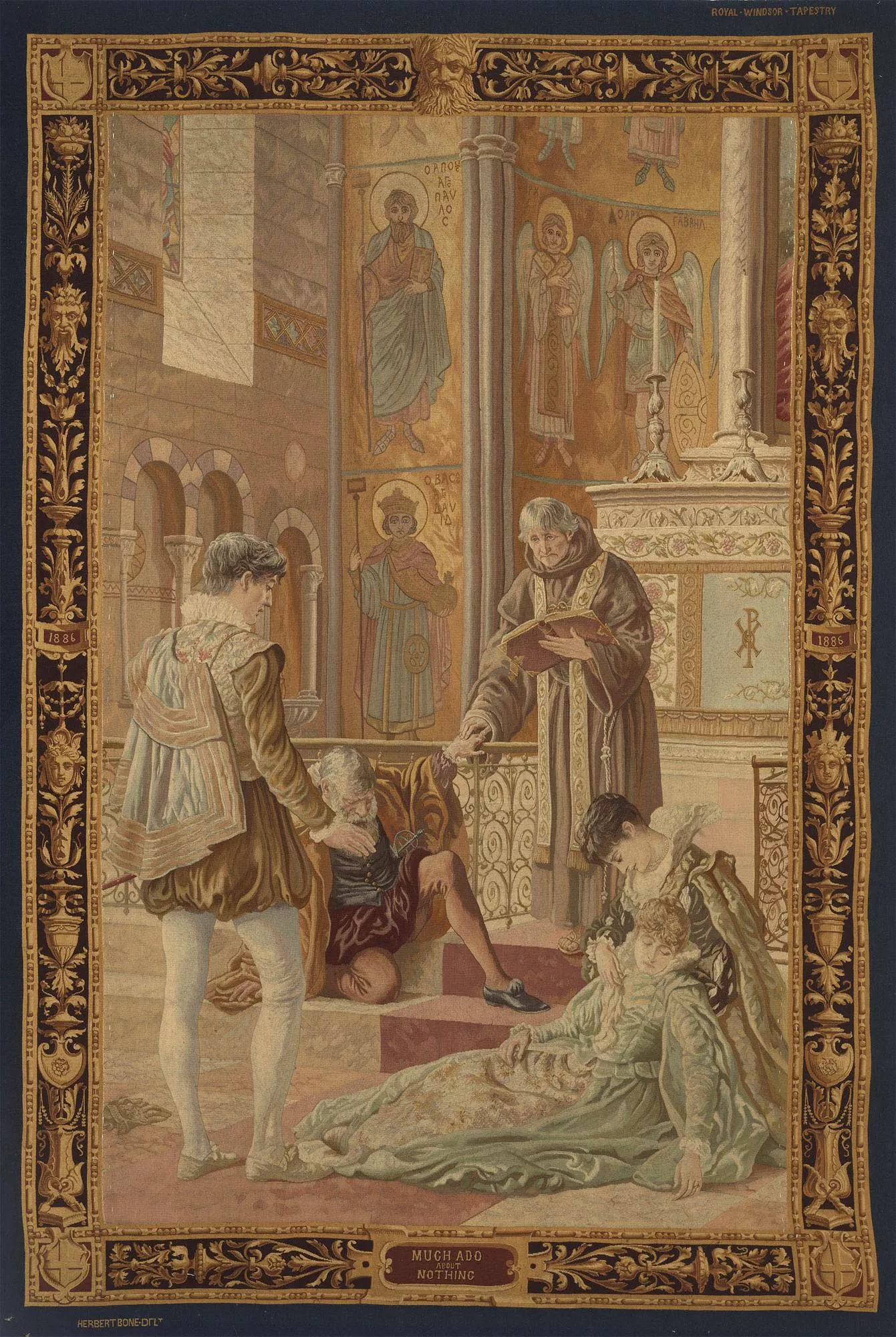 Much Ado About Nothing (Act IV Scene 1) 1886. Woven silk and wool tapestry. Source: Royal Collection Trust.