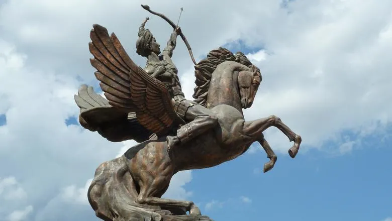 Horseback archer statue in China by Katherine Swancutt