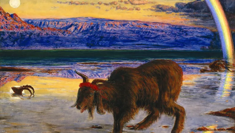 William Holman Hunt, The Scapegoat  (1854–55). Oil on canvas. 33.7 x 45.9 cm. Photograph © Manchester Art Gallery
