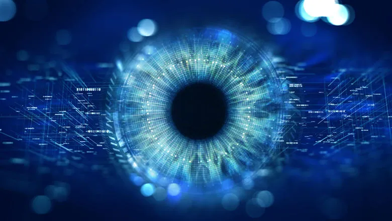 Eye data digital information blue