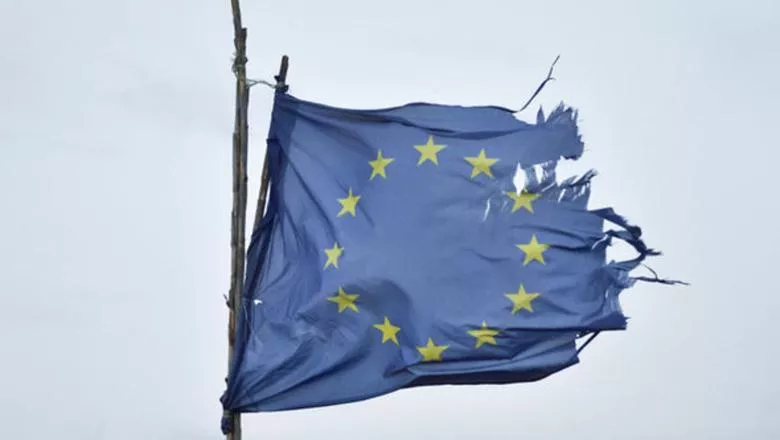 A torn EU flag