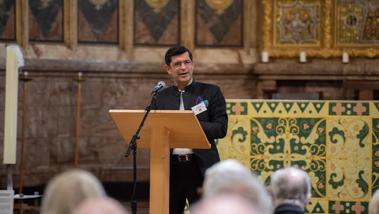 Professor Shitij Kapur giving a speech.