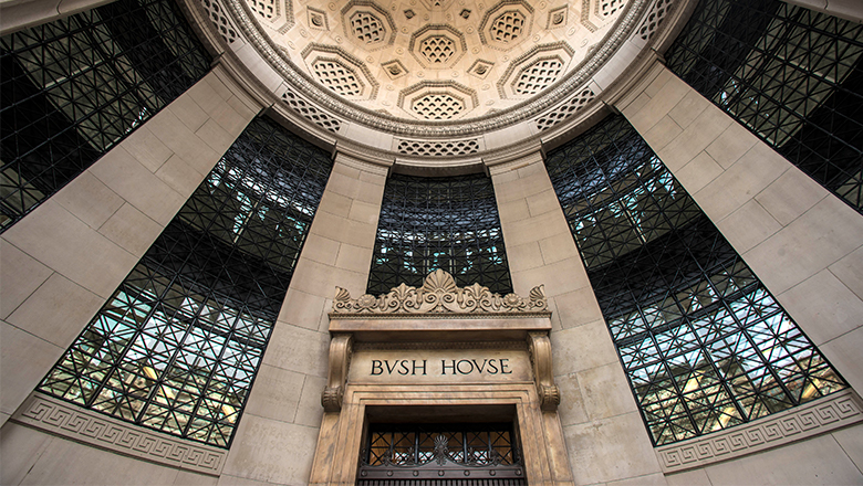 The entrance of Bush House, the home of King's Business School