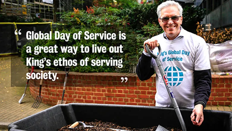 Jonathan Grant poses with gardening equipment