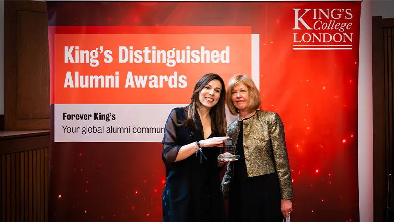 (L-R) Andreia Trigo, winner of the Business & Entrepreneurial Award, with presenter Julia Mingay, Lecturer in Adult Nursing.