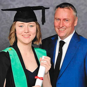 Erin and her father at her graduation