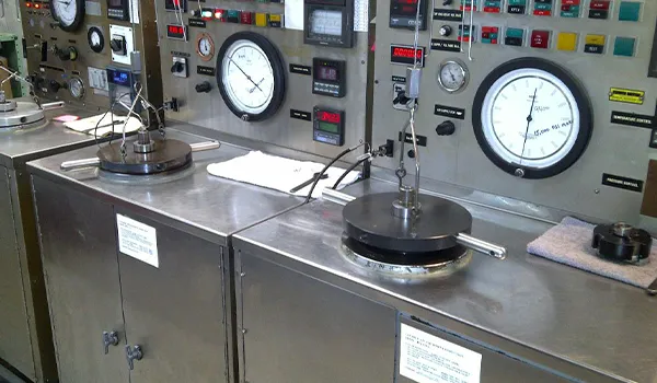 Two steels machines covered in dials.