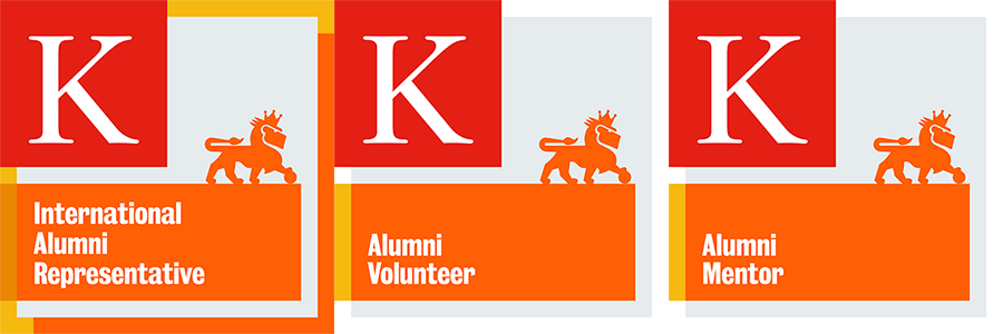Three digital credential badges, showing a lion design and the King's logo