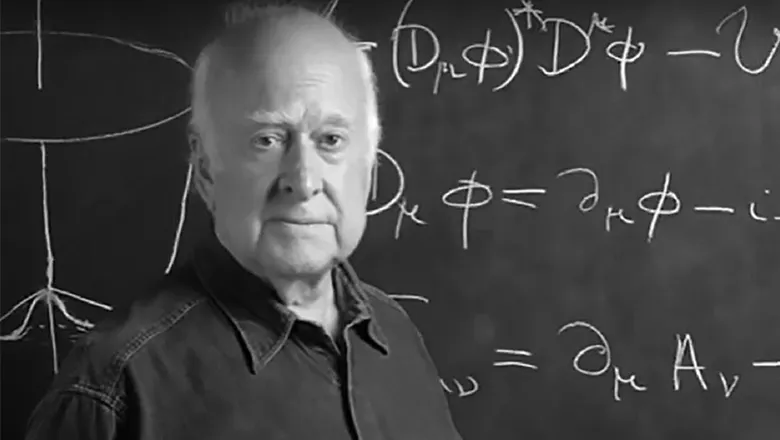 Peter Higgs blackboard