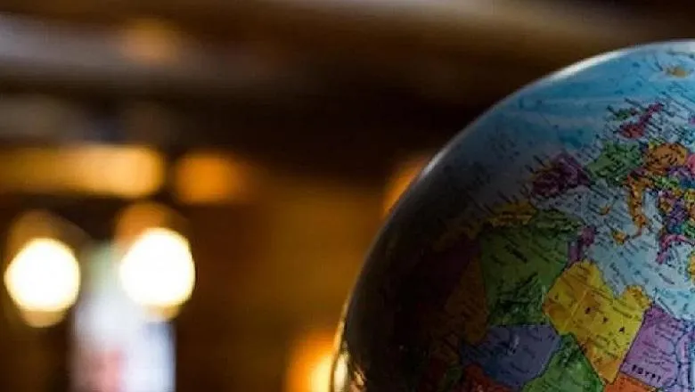 globe in room with blurred background